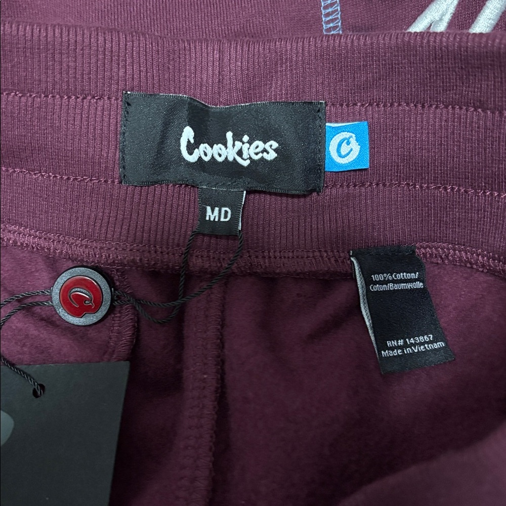 Cookies burgundy and blue cuffed joggers Men’s Size: Medium NWT - Picture 4 of 6